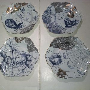 ANTHROPOLOGIE Celestial Sky Map 8.5" Plates Set of 4 different designs  HTF